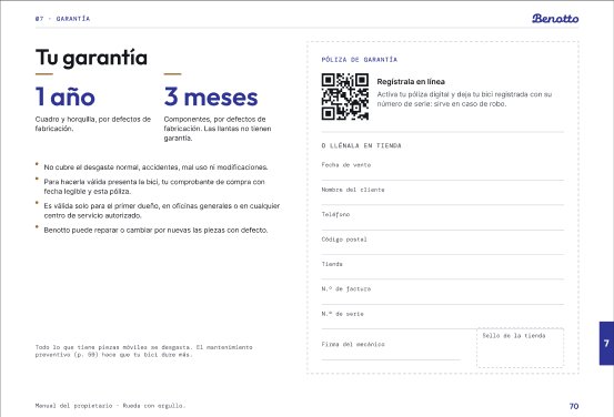 Warranty page with QR registration