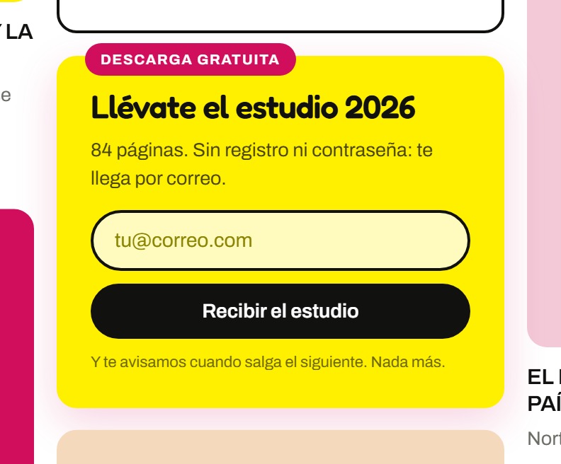Email gate — the report is sent by email, with no account required