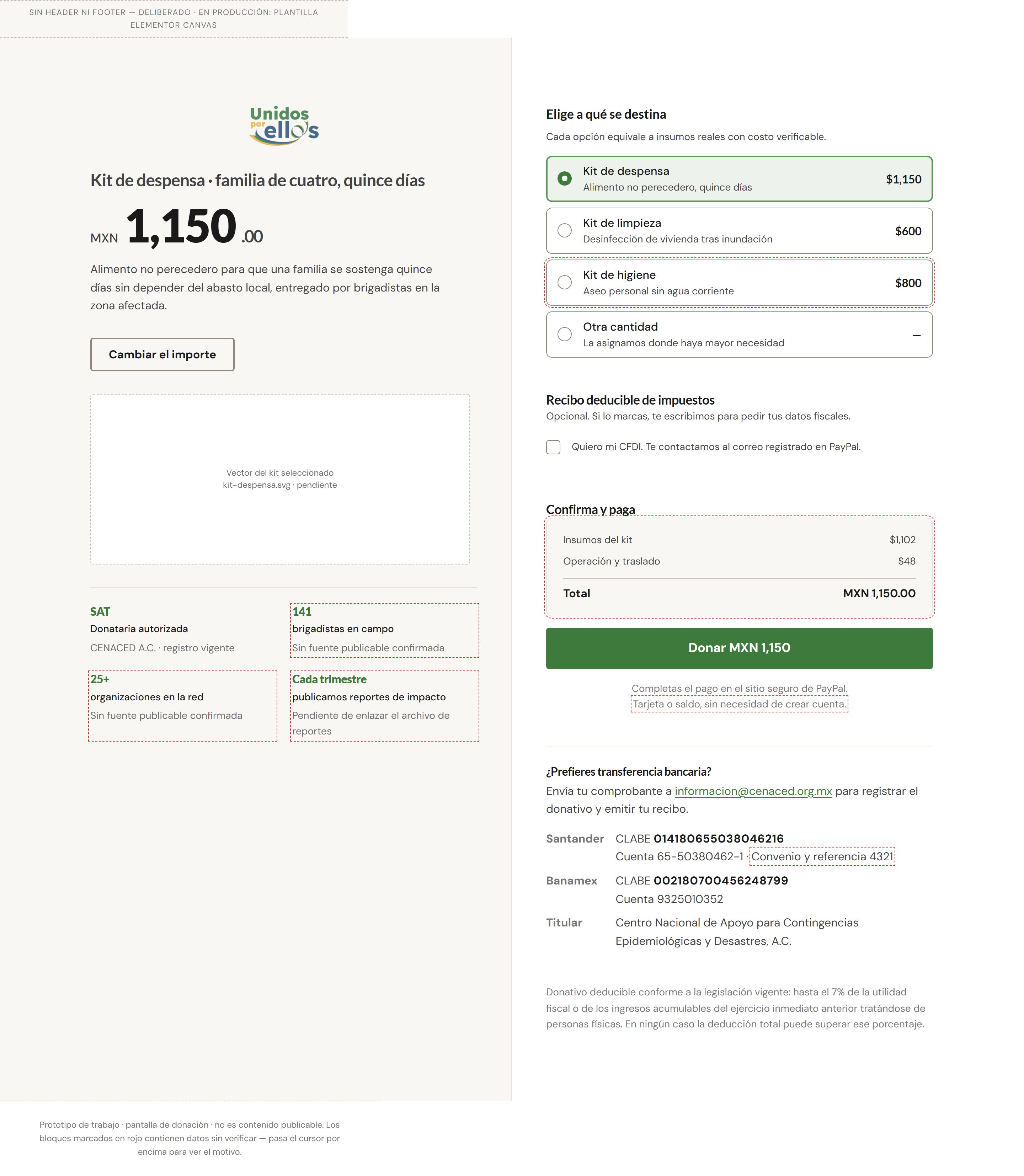 Donation interface — reusable per-campaign template